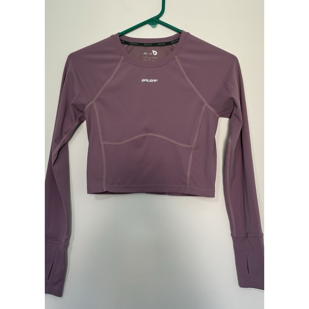 Women's Baleaf Long Sleeve Compression Crop Top Workout Running Shirts Small